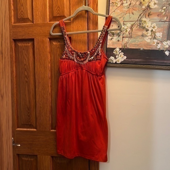 Orange and sequence detailed dress perfect for fall size small